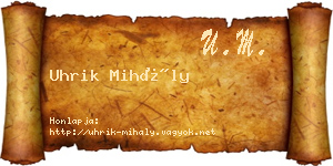 Uhrik Mihály névjegykártya